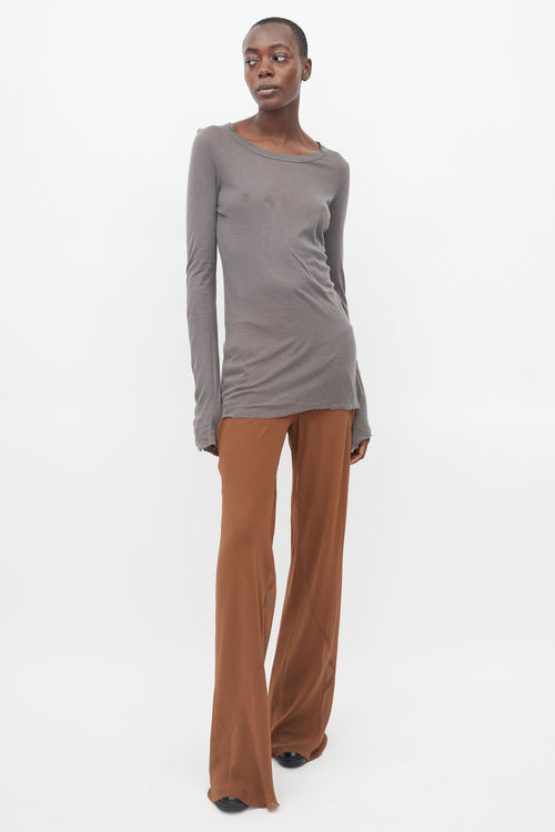 Rick Owens Dark Grey Sheer Long Sleeve Top