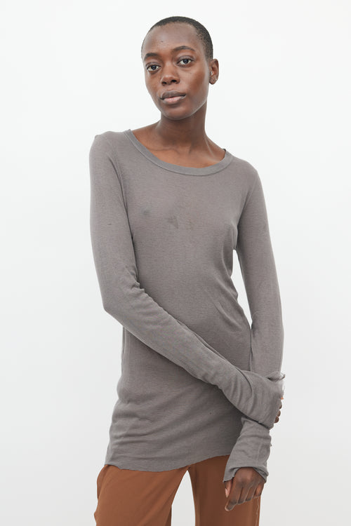 Rick Owens Dark Grey Sheer Long Sleeve Top