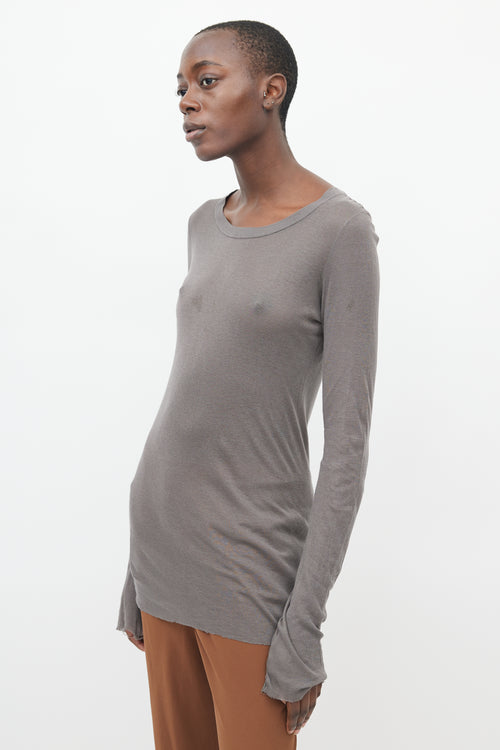 Rick Owens Dark Grey Sheer Long Sleeve Top