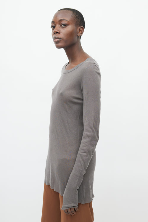 Rick Owens Dark Grey Sheer Long Sleeve Top