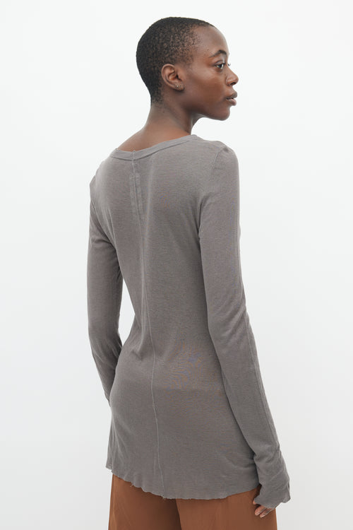 Rick Owens Dark Grey Sheer Long Sleeve Top