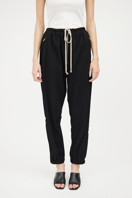 Rick Owens Black Tapered Drawstring Pant