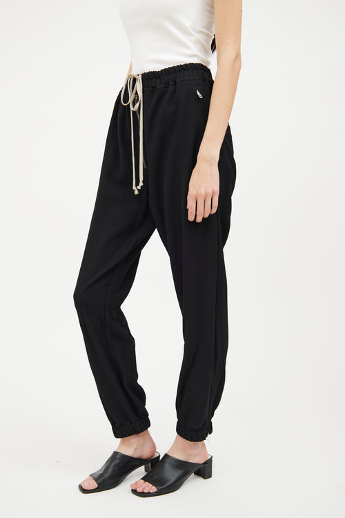 Rick Owens Black Tapered Drawstring Pant