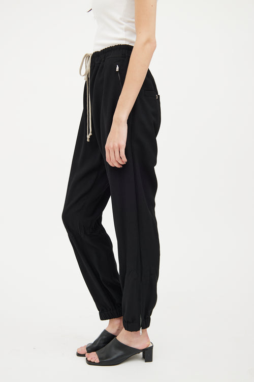 Rick Owens Black Tapered Drawstring Pant