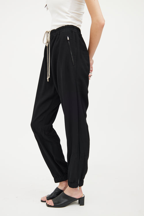 Rick Owens Black Tapered Drawstring Pant