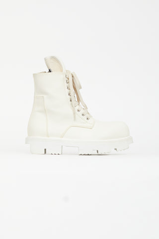 Rick Owens Drkshdw White Leather Megatooth Boot