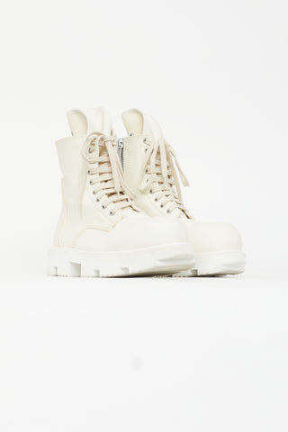 Rick Owens Drkshdw White Leather Megatooth Boot