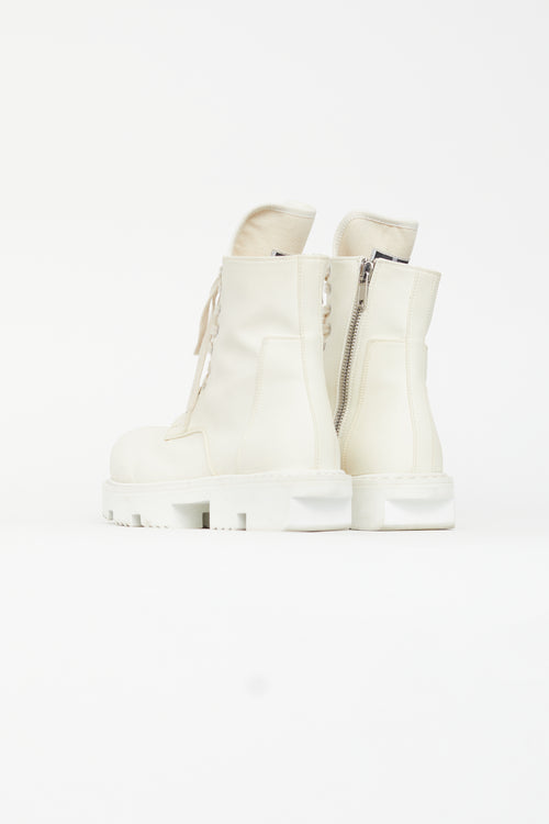 Rick Owens Drkshdw White Leather Megatooth Boot