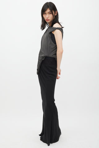 Rick Owens FW 2010 Gleam Black Silk Maxi Skirt