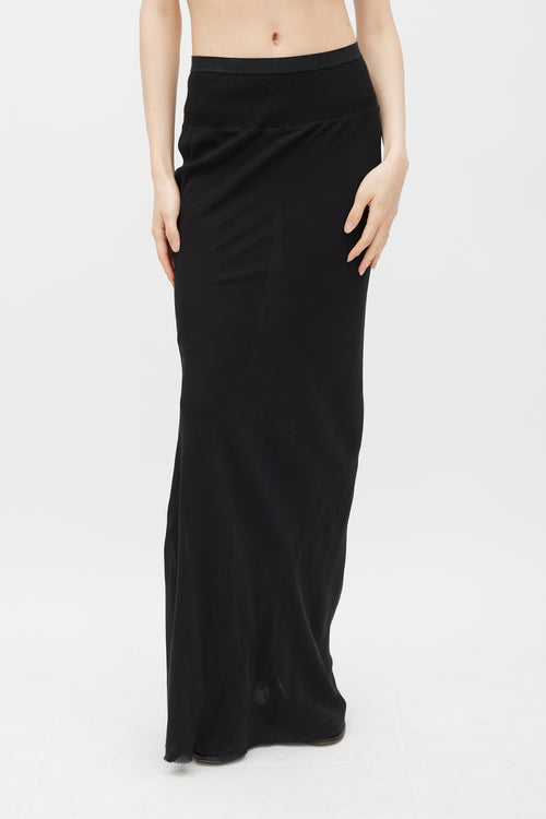 Rick Owens FW 2010 Gleam Black Silk Maxi Skirt