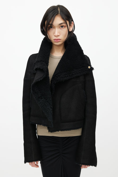 Rick Owens FW 2019 Larry Black Shearling Jacket