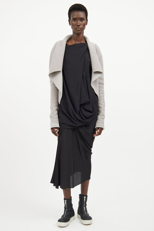 Rick Owens Grey Glitter Knit Cardigan