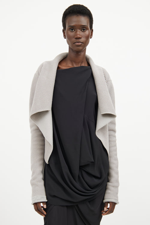 Rick Owens Grey Glitter Knit Cardigan