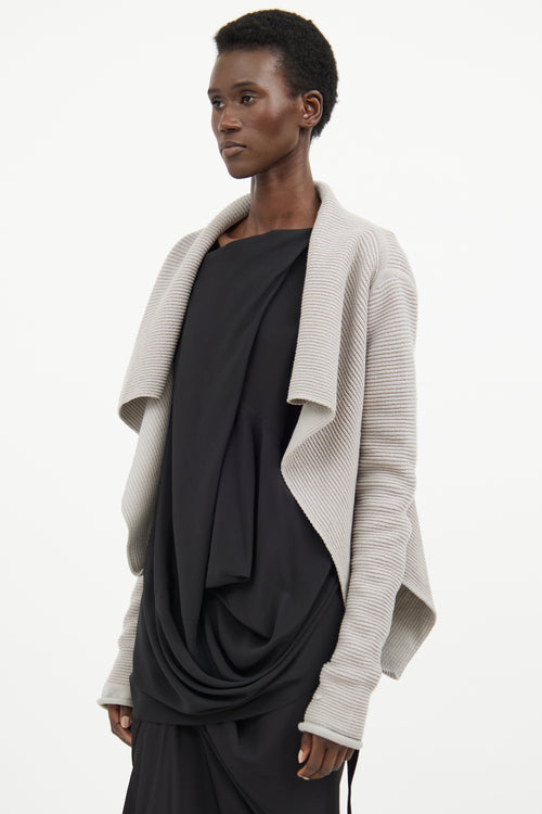 Rick Owens Grey Glitter Knit Cardigan