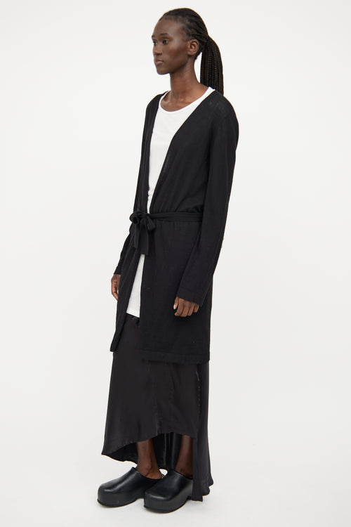 Rick Owens SS 2021 Black Long Open Cardigan