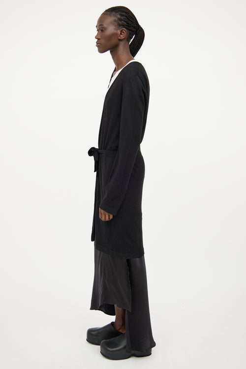 Rick Owens SS 2021 Black Long Open Cardigan