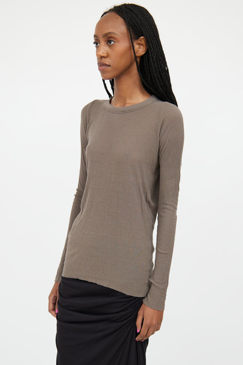 Rick Owens FW 2019 Grey Ribbed Longsleeve Top