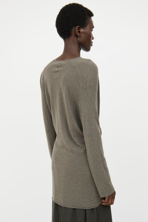 Rick Owens Lilies Grey Draped Long Sleeve Top