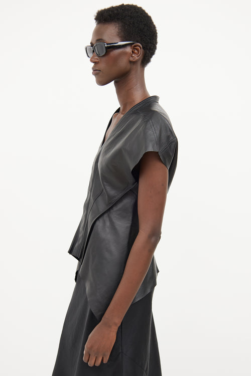 Rick Owens SS22 Black Naska Leather Vest