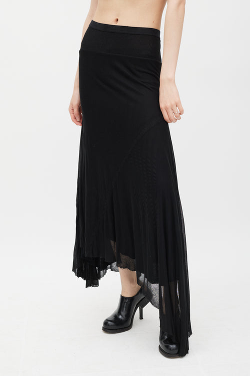 Rick Owens Lilies Black Knit Drape Skirt