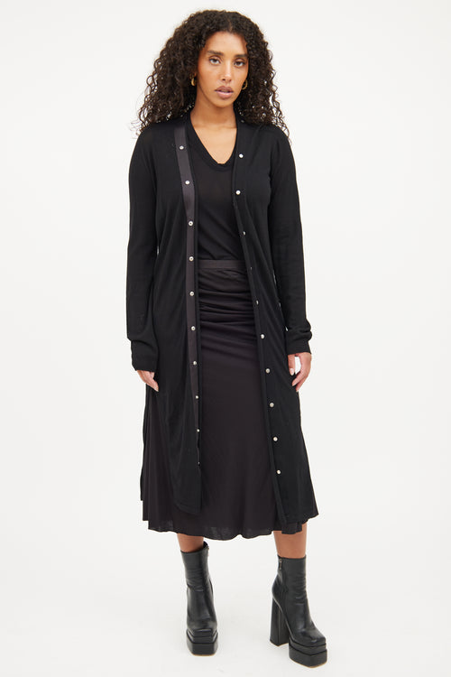 Rick Owens FW19 Black Snap Button Long Cardigan