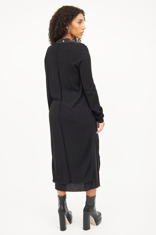 Rick Owens FW19 Black Snap Button Long Cardigan