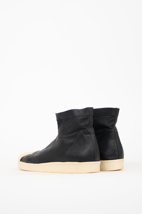 Rick Owens X Adidas Black Leather Superstar Boot