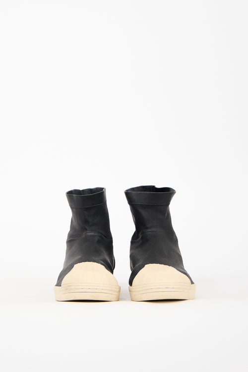 Rick Owens X Adidas Black Leather Superstar Boot