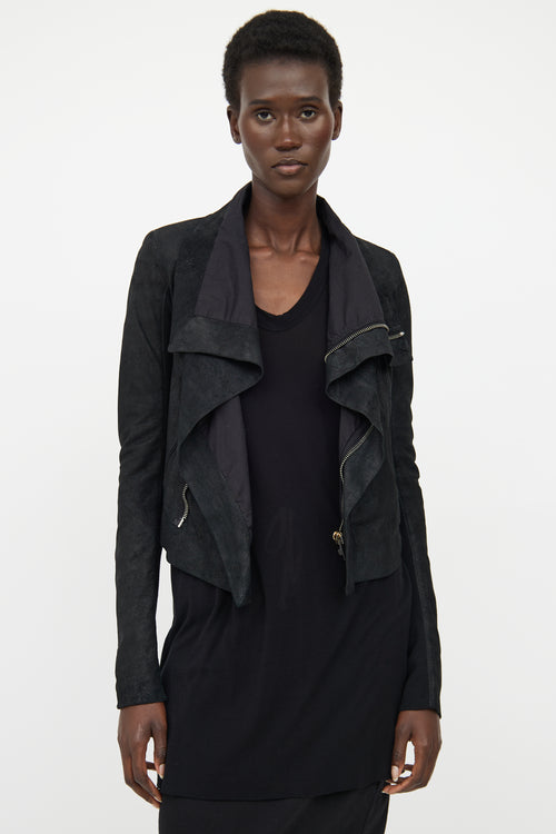 Rick Owens Black Leather Zip Jacket