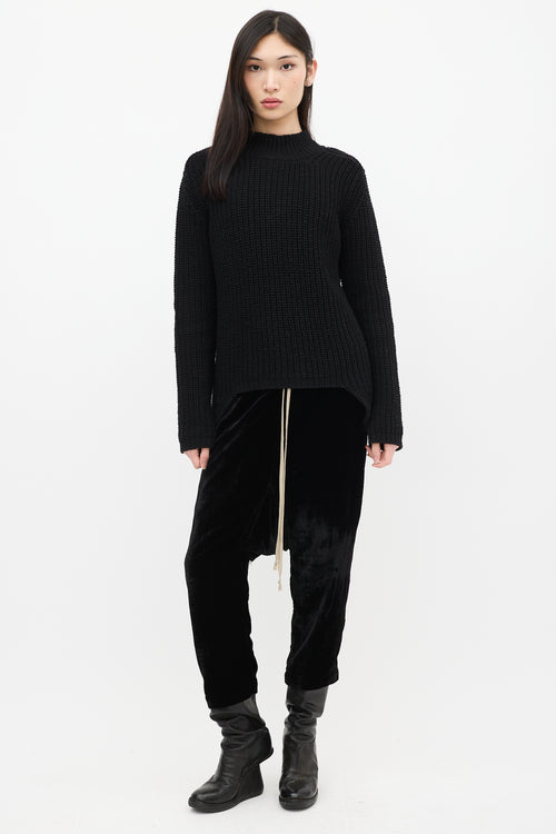 Rick Owens FW 2015 Black Wool Knit Mock Neck Sweater