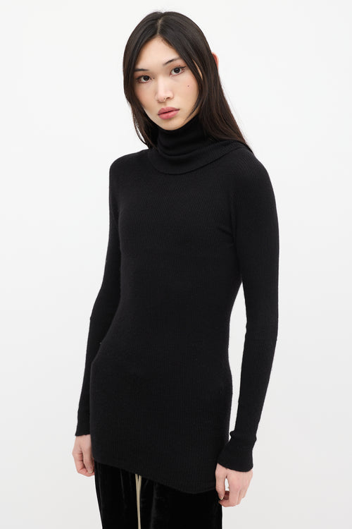 Rick Owens FW 2019 Black Ribbed Turtleneck Top