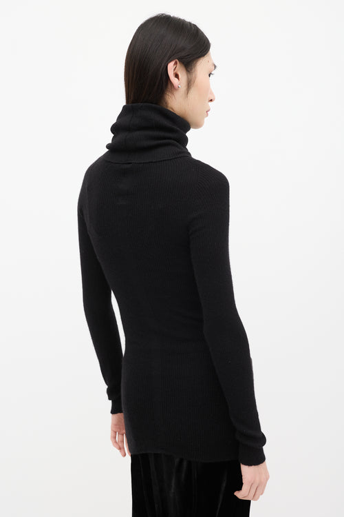 Rick Owens FW 2019 Black Ribbed Turtleneck Top