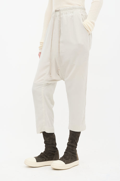 Rick Owens SS 2019 Beige Silk Drop Seat Pant