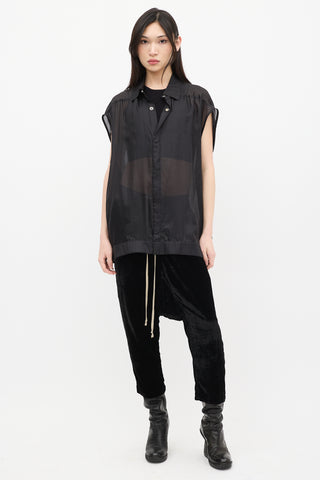 Rick Owens SS 2024 Black Silk Sleeveless Shirt