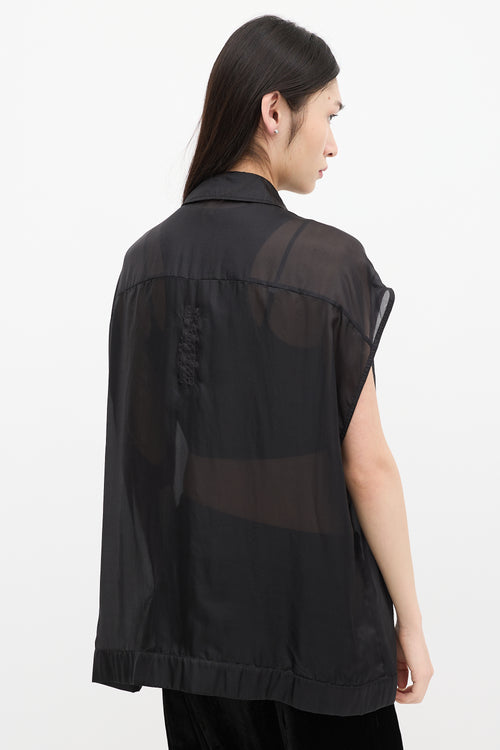 Rick Owens SS 2024 Black Silk Sleeveless Shirt