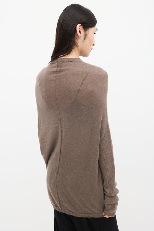 Rick Owens Taupe Cashmere Knit Mock Neck Sweater