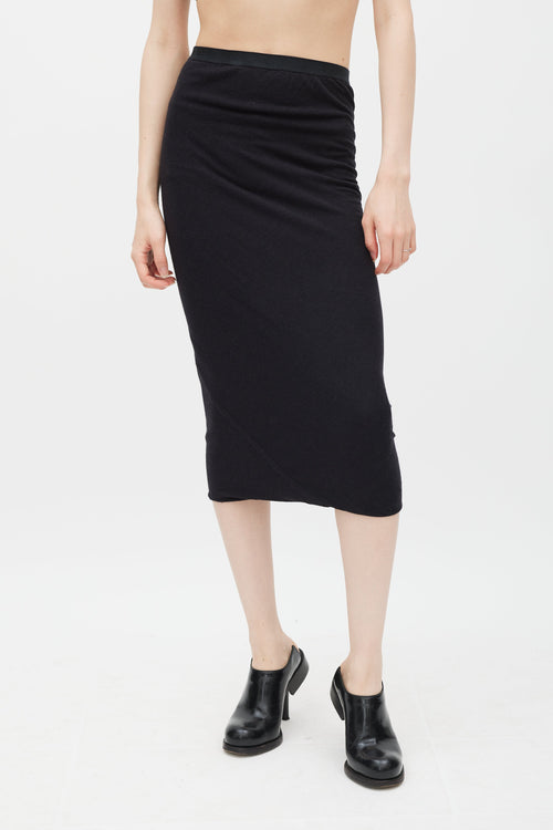 Rick Owens Lilies Black Knit Straight Skirt