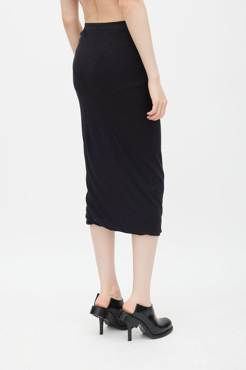 Rick Owens Lilies Black Knit Straight Skirt