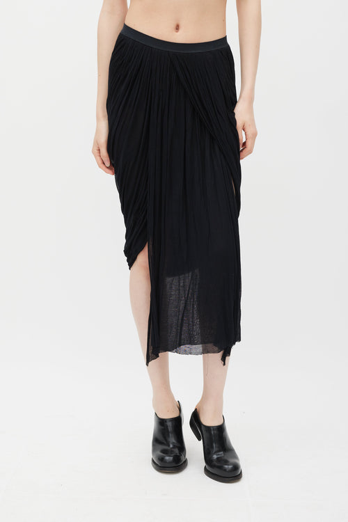 Rick Owens SS 2012 Naska Black Pleated Overlay Skirt