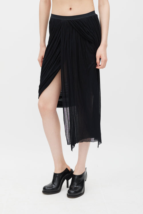 Rick Owens SS 2012 Naska Black Pleated Overlay Skirt