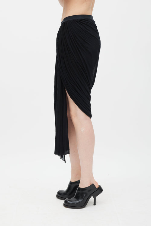 Rick Owens SS 2012 Naska Black Pleated Overlay Skirt