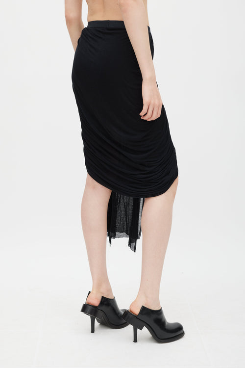 Rick Owens SS 2012 Naska Black Pleated Overlay Skirt