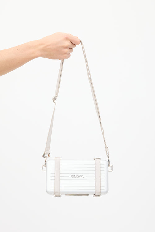 Rimowa X Dior Silver Personal Clutch On Strap Bag