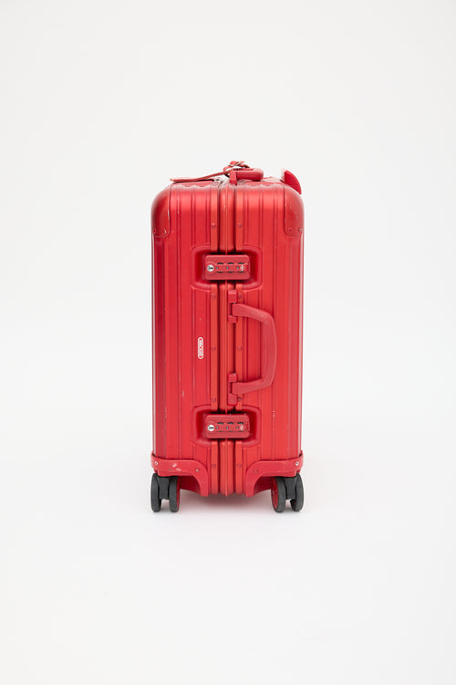 Rimowa x Supreme 45L Red 
White Logo Hard Case Topas  Luggage