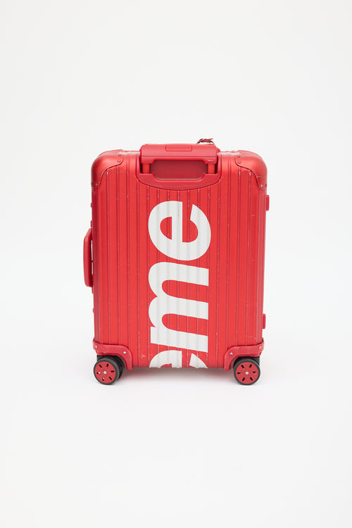 Rimowa x Supreme 45L Red 
White Logo Hard Case Topas  Luggage