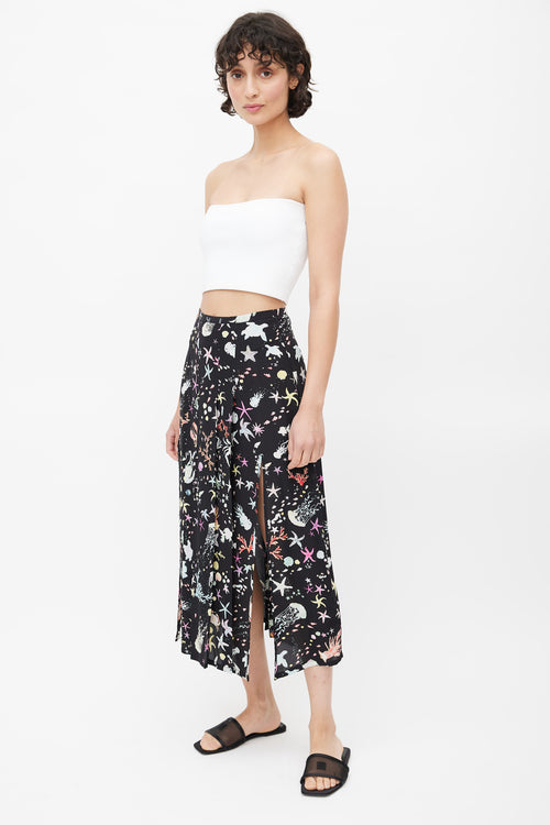 Rixo Black 
Multicolour Pleated Ocean Skirt