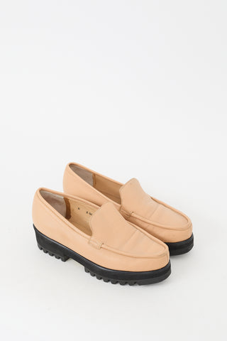 Clergerie Beige Leather Platform Loafer