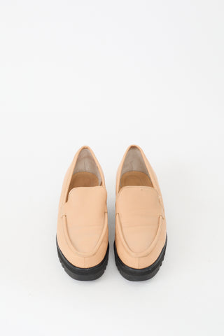 Clergerie Beige Leather Platform Loafer