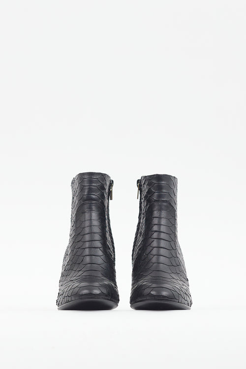 Robert Clergerie Black Textured Leather Wedge Heel Boot