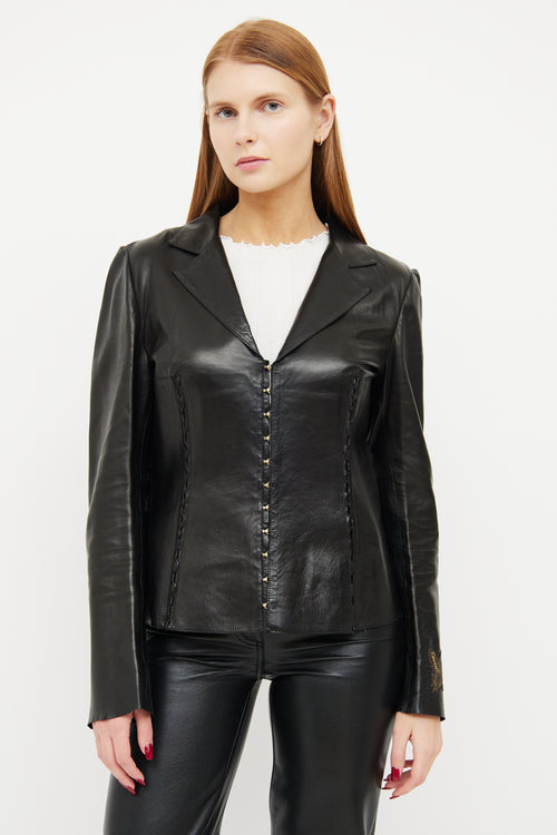 Roberto Cavalli Black Leather Jacket